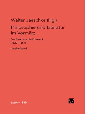cover image of Philosophie und Literatur im Vormärz